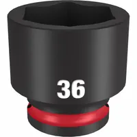 MILWAUKEE Standard Impact Socket: 1/2 in Drive Size, Metric, 36 mm Socket Size, 6-Point, Std (MPN 49-66-6268)