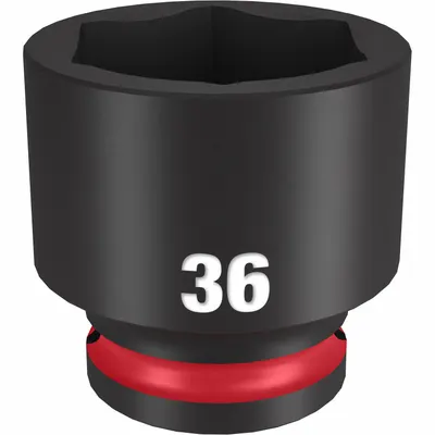 MILWAUKEE Standard Impact Socket: 1/2 in Drive Size, Metric, 36 mm Socket Size, 6-Point - 1/2" Drive Impact Sockets