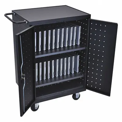 LUXOR Technology Charging Station: Chromebooks/Tablets, Black, 40 1/8 in Overall Ht - Charging Carts