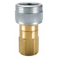 PARKER Quick Connect Hose Coupling: 1/2 in Body Size, Socket, Push-to-Connect, Brass/Steel, FNPT (MPN TL-501-6FP)