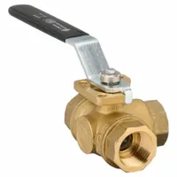 BONOMI Manual Three-Way Ball Valve: 1 in, Brass, T Flow, FNPT x FNPT x FNPT, Std Port Ball Port (MPN 355N-1")