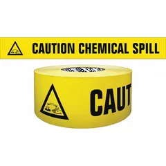 APPROVED VENDOR Caution Chemical Spill Barrier Tape, 3 in x 500 ft, Polypropylene, B354Y340-200