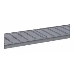 Ribbed steel decking bulk rack shelf kit with 14 ga steel beams and powder-coated steel frame in Dove Gray. Includes ribbed steel decking. Load capacity 1,650 lb. Used for heavy-duty storage of palletized or bulk materials in warehouses and distribution centers.