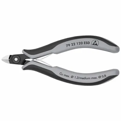 KNIPEX Precision Diagonal Cutting Plier: ESD-Safe, Flush, Oval, 4 3/4 in Overall Lg - ESD-Safe Flush-Cut Pliers