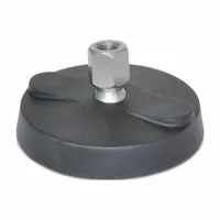 This swivel female leveling mount is constructed from glass filled nylon for corrosion and vibration resistance. It features a 5/8"-11 thread size and a load capacity of 7,500 lbf. Mounting holes are not included. Typical applications include leveling and stabilizing heavy industrial machinery, conveyors, and equipment in manufacturing, packaging, and material handling environments