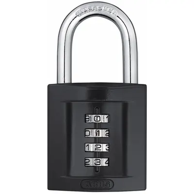 ABUS Combination Padlock: Scrolling Combo, Black, Zinc Die-Cast, Std Shackle - Standard Shackle Combination Padlocks