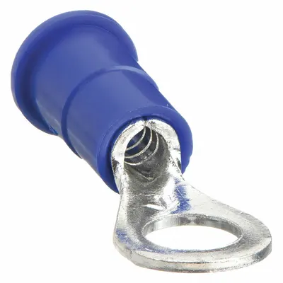3M Ring Terminal: Blue, Vinyl Insulation, #10 Stud Size, 16 AWG to 14 AWG Wire Sizes - Insulated Ring Terminals