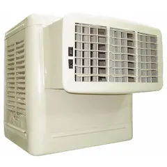 This window-mounted evaporative cooler is designed for spaces up to 1,000 sq ft. It features a 15-gallon water capacity and a 1/2 hp motor, with 2 fan speeds for airflow control. Suitable for dry climates, it provides cooling in workshops, warehouses, or large rooms without refrigerant-based air conditioning.