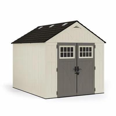 SUNCAST Storage Shed: 101 in W x 122 in D x 103 in H, 547 cu ft, Beige - Plastic with Gable Roof Sheds