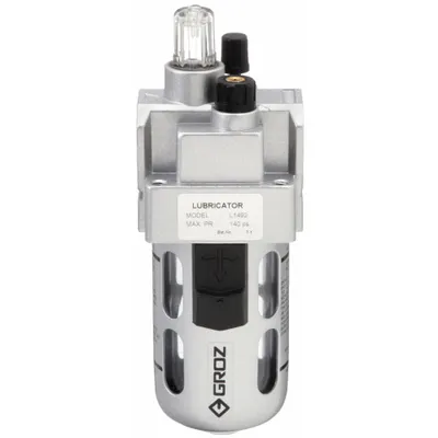 GROZ Compressed Air Lubricator: Micro Mist, 3/8 in NPT, 106 cfm, 145 psi Max Op Pressure - GROZ FRL Air Lubricators