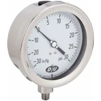 DURO Industrial Compound Gauge: 0 psi to 30 psi, White, 4 1/2 in Dial, 1/4 in NPT Male, Bottom, 4 (MPN 4.2072213E7)