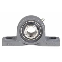 This blower bearing kit includes a cast iron ball bearing pillow block with a painted finish and a 1 in bore diameter. It comes with locking set screws and a bearing support. Designed for use in ventilation and material handling systems, it is compatible with specific blower models.