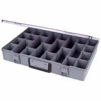 FLAMBEAU Compartment Box: 13 in x 18 1/2 in x 3 in, Gray, Not Electrostatic Discharge Conductive (MPN 6745AZ)