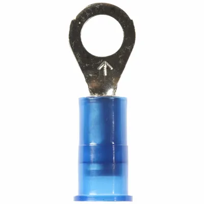 3M Ring Terminal: Blue, Nylon Insulation, #10 Stud Size, 16 AWG to 14 AWG Wire Sizes - Insulated Ring Terminals