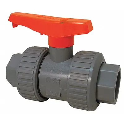 CHEMTROL MA930U6 PVC True-Union Ball Valve, 1/2 in, Socket/NPT, Lever - PVC Ball Valves