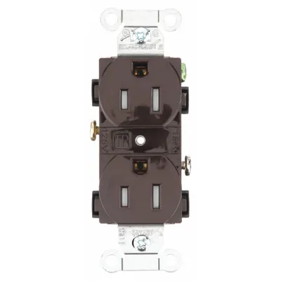 BRYANT Receptacle: Duplex, 5-15, Brown, 125V AC, 15 A, 2 Pole / 3 Wire (MPN CRS15TR) - General Purpose Receptacles