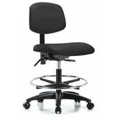 Vinyl Lab Chair, Armless, Black, 22-29 in Height, 18 1/2 in Seat Width, 17 in Seat Depth, Nylon Base