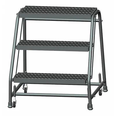 BALLYMORE Step Stool: 2.4 ft Overall Ht, 450 lb Load Cap, 3 Steps, Steel - Rolling Step Stools