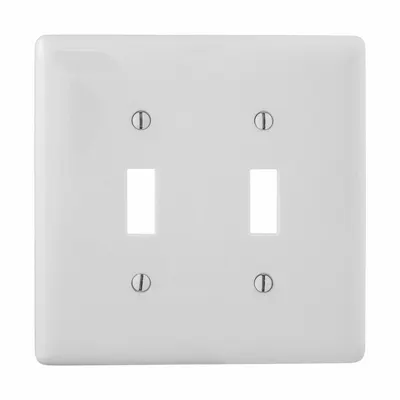 HUBBELL Wall Plate: Toggle, 2 Gang, White - General Purpose Wall Plates