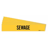 Pipe Marker: Sewage, Yellow, Black, Fits 2 1/2 to 7 7/8 in Pipe O.D., 1 Pipe Markers, 5 PK (MPN 7258-1-PK)