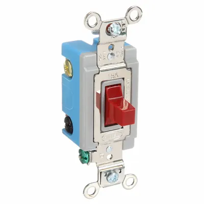 HUBBELL Wall Switch: Toggle Switch, Single Pole/Double Throw, Momentary, Red, 120/277V AC - Toggle Wall Switches