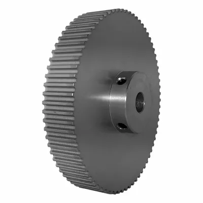 Dayton Timing Pulley: Curvilinear, Fixed, For HTD Timing Belt Section, For 15 mm Belt Wd - HTD Section Fixed-Bore Timing Pulleys with Hub