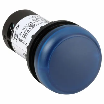 EATON Flush Panel Light: 22 mm Panel Mounting Hole Dia, LED, Blue, Flush Head - LED Indicator Pilot Lights