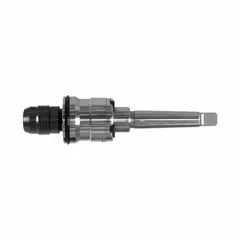 Clutched tap adapter for thread tapping in drill presses and milling machines. Accepts taps from 1/2 in to 5/16 in. Features a Morse Taper MT2 shank for secure connection. The clutch mechanism helps prevent tap breakage during operation.