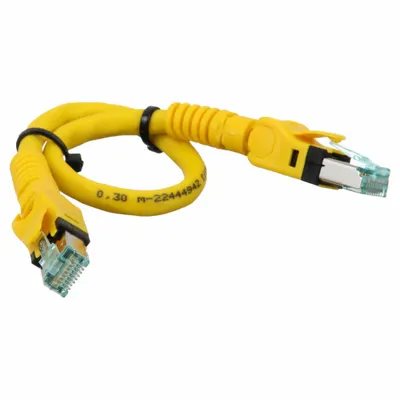 HARTING Cordset: Cat6a, RJ45 Male Adj Angle x RJ45 Male Adj Angle, 3 m Lg, PUR - RJ45 Connector to RJ45 Connector Cordsets