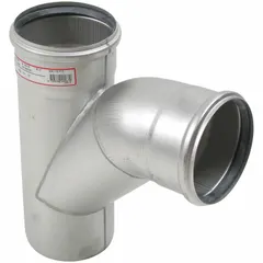 Stainless steel push-fit combo wye with 3-inch female connections on all three ports. Rated for 29 psi maximum operating pressure and compliant with ASME A112.6.3. Used in drainage and waste systems to combine or split flow at a 90-degree branch.