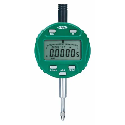 INSIZE Digital Indicator: 0 in to 0.5 in /0 mm to 12.7 mm, Inch/Metric - Digital Indicators with Non-Removable Flat Back