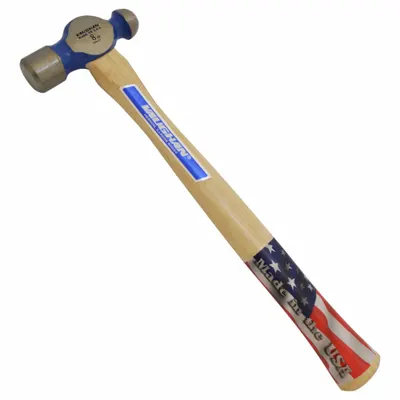 VAUGHAN Ball Peen Hammer: Wood, Steel, 8 oz Head Wt, 7/8 in Face Dia, 12 in Overall Lg - Standard Ball-Peen Hammers