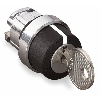 SCHNEIDER Keyed Selector Switch: 3 Position, 22 mm Panel Mounting Size - Panel-Mounted Key Switches without Contacts