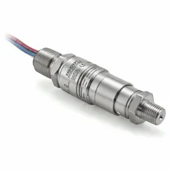 This ASHCROFT miniature pressure switch is designed for hazardous locations, featuring a piston actuator with a 1NO/1NC contact configuration. It has an adjustable set point range of 200 psi to 2,000 psi, a 1/4" MNPT pressure connection, and a 1/2" MNPT conduit connector with 18 AWG 12" wire leads. Typical applications include pressure monitoring in industrial process control and similar environments requiring a compact, explosion-proof switch.