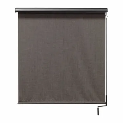 KEYSTONE FABRICS Sun Shade: Black/Gray/White, 8 ft Valence Wd, Pole and Crank - Regal Series
