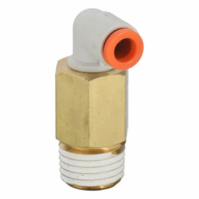 SMC KQ2W05-35AS Push-to-Connect x MNPT Brass Tube Fitting, 1/4" Thread, White - Polybutylene & Brass Tube Fittings