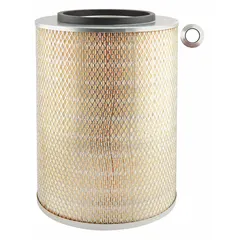 Round/oval engine air filter with axial seal. Inside diameter 15/16 in. Used as a replacement filter for Terex/Terex Advance vehicles to maintain engine air intake cleanliness.