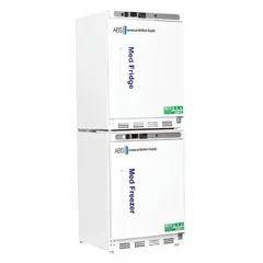 Pharmacy refrigerator-freezer with 4.6 cu ft refrigerator capacity, two swing solid doors, and right door hinge. Suitable for storing temperature-sensitive medications, vaccines, and biological samples in clinical and laboratory settings.