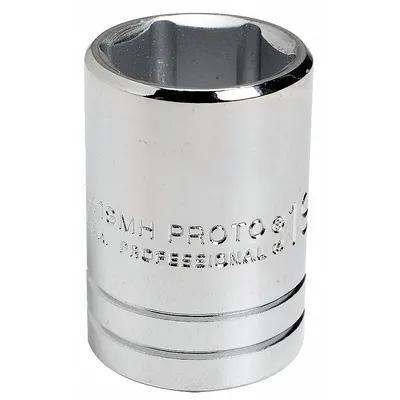 PROTO Socket: Metric, 1/2 in Drive Size, 28 mm Socket Size, 6-Point, Std, Chrome - 1/2" Drive Hand Sockets