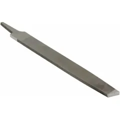 This tapered single-cut rectangular file features a smooth cut and natural finish, designed for precision metal deburring, smoothing, and finishing. With a length of 14 inches without tang, width of 1 5/16 inches, and thickness of 1/4 inch, it is suited for fine stock removal on flat surfaces in toolrooms, machine shops, and maintenance applications.