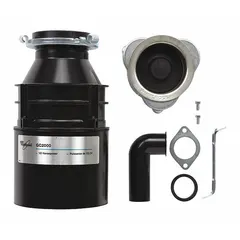 Continuous-feed garbage disposal with a 1/2 hp motor and a 26 oz galvanized steel grinding chamber. Designed for kitchen sink installation to process typical household food waste. Power cord not included.