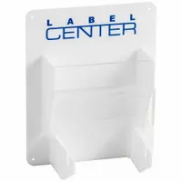 Wall-mount safety label dispenser with 11 in height and 9 in width. Designed for organizing and dispensing safety labels, signs, and tags in industrial facilities. Mounting hardware not included