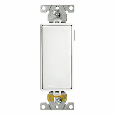 LEVITON Wall Switch: Rocker Switch, Single Pole, Maintained, White, 120/277V AC - Rocker Wall Switches