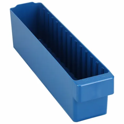 AKRO-MILS Drawer Bin: 18 in Overall Lg, 3 3/4 in x 4 5/8 in, Blue, Stacking Capable - Plastic Drawer Bins
