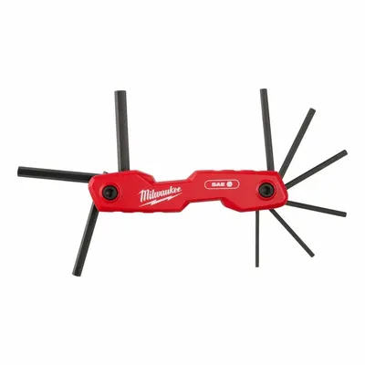 MILWAUKEE Hex Key Set: 1 - 5 Pieces, Folding, SAE, Std End, 1 Pieces, Folding Holder - Folding Key Sets