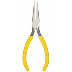 Needle-nose pliers with 1 7/8 in jaw length and 1/8 in tip width, designed for precision gripping and bending in confined spaces. Overall length of 6 5/8 in provides control for detailed tasks. Suitable for electrical, HVAC, and general maintenance applications requiring fine manipulation.