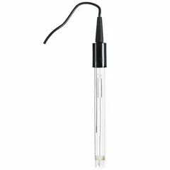 This pH electrode is designed for measuring pH in liquid samples. It features a bulb tip, double junction, epoxy body, and BNC connection. Operating temperature range is 0 to 176 °F, with a 1 m cable length.