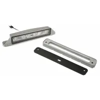 Rectangular LED flood light with grommet mount and 0.18 in male bullet electrical connection. Gray housing. Universal, removable installation. Provides broad-area illumination for vehicle work, maintenance, and off-road tasks