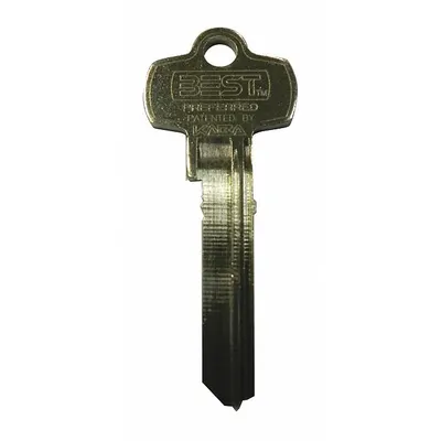 BEST Key Blank: Compatible with BEST Locks, 1P Keyway Type, 0 Pins, Brass - Door Lock Key Blanks