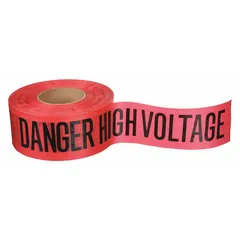 APPROVED VENDOR Danger High Voltage Barricade Tape, 3 in x 500 ft, Polypropylene